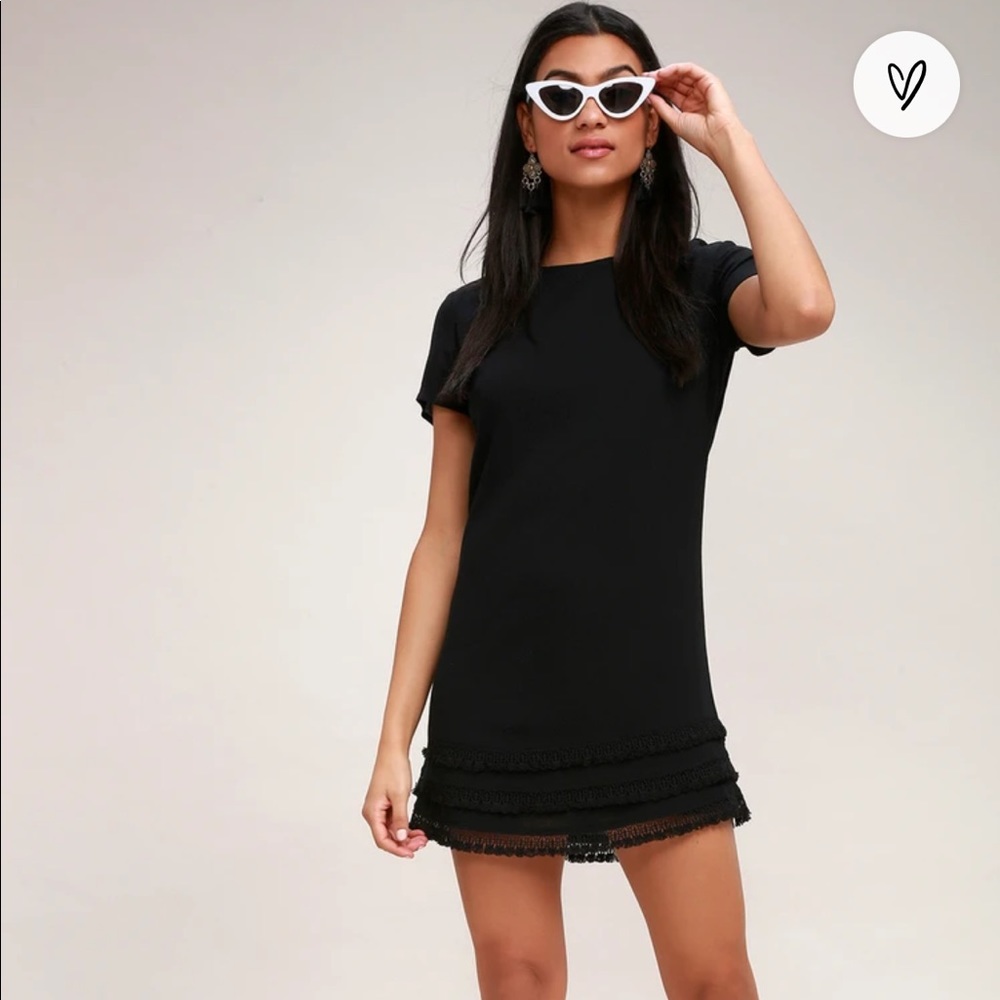 Lulus Buenos Aires Black Shift Dress XS